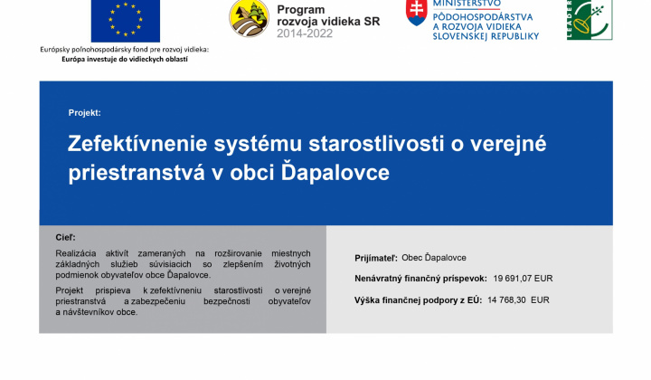 3. fotografia fotogalérie Projekty / Zefektívnenie systému starostlivosti o verejné priestranstvá v obci Ďapalovce - foto