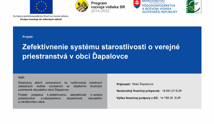 Fotka - Zefektívnenie systému starostlivosti o verejné priestranstvá v obci Ďapalovce